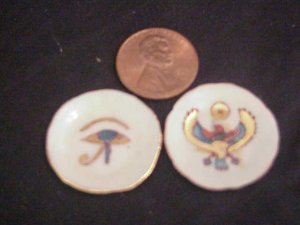 Egyptian revival 2 porcelain Hieroglyphic plates b