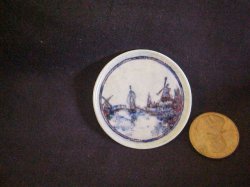 1 1/2" porcelain blue delft platter hand painted 1