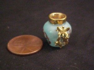 Egyptian revival turquoise & gold dollhouse vase