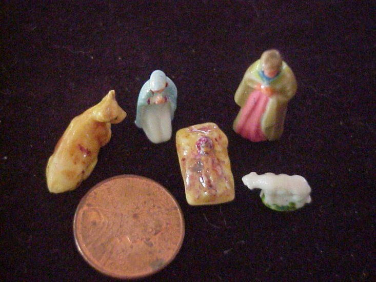 5pc Christmas porcelain Nativity set Jesus mary joseph - Click Image to Close