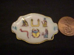 Egyptian revival porcelain china paint & gold platter 3