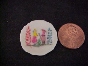 1/12th china painted porcelain French Quimper design plate 1