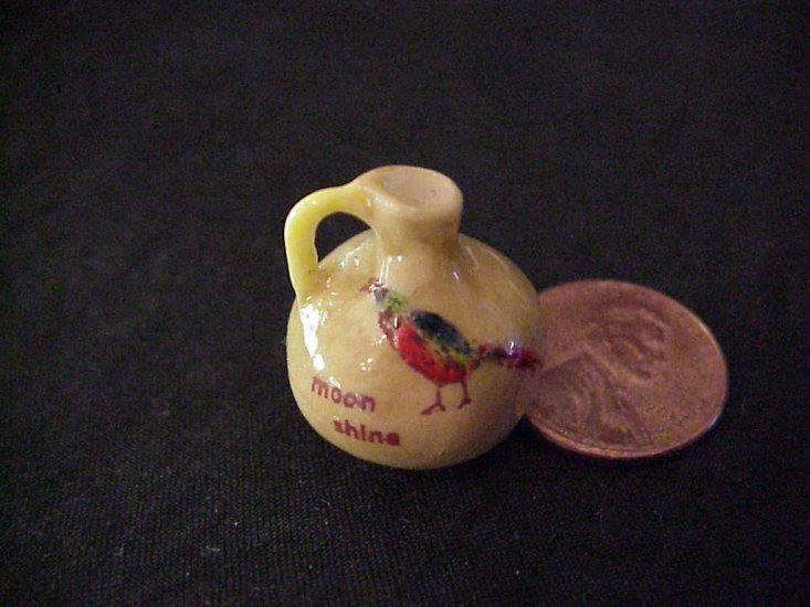 porcelain hand painted pheasant moonshine jug - Click Image to Close