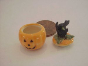 Halloween porcelain bowl black cat cover 3