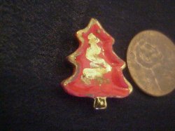 porcelain Christmas tree plate red & gold 1