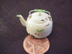 handcrafted painted chrysnbon tea pot green