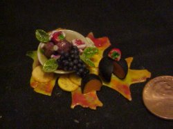 porcelain oak leave with assorted cheese bowl grapes
