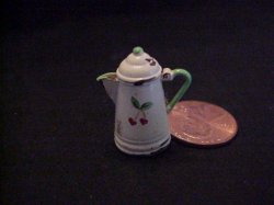 handpainted chrysnbon coffee pot green handle