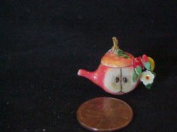 all porcelain embellished teapot apple design Janet Uyetake 1