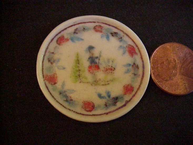 1/12th china painted porcelain French Quimper design platter 5 - Click Image to Close