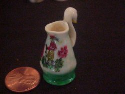 Porcelain hand paint French Quimper ewer swan handle
