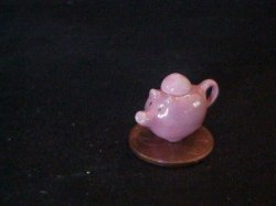 porcelain pink pig teapot Janet Uyetake