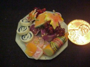 cheese salami & grapes porcelain platter
