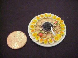 large porcelain platter deviled eggs & caviar