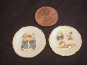 Egyptian revival 2 porcelain Hieroglyphic plates a
