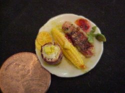 porcelain plate corn & steak dinner h