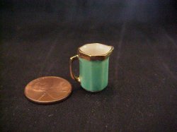 gold & aqua porcelain pitcher
