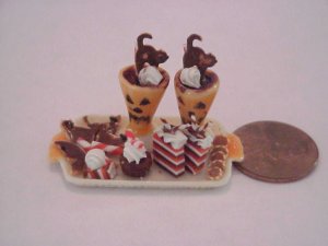 Halloween porcelain pastry tray 2 cups of chocolate b