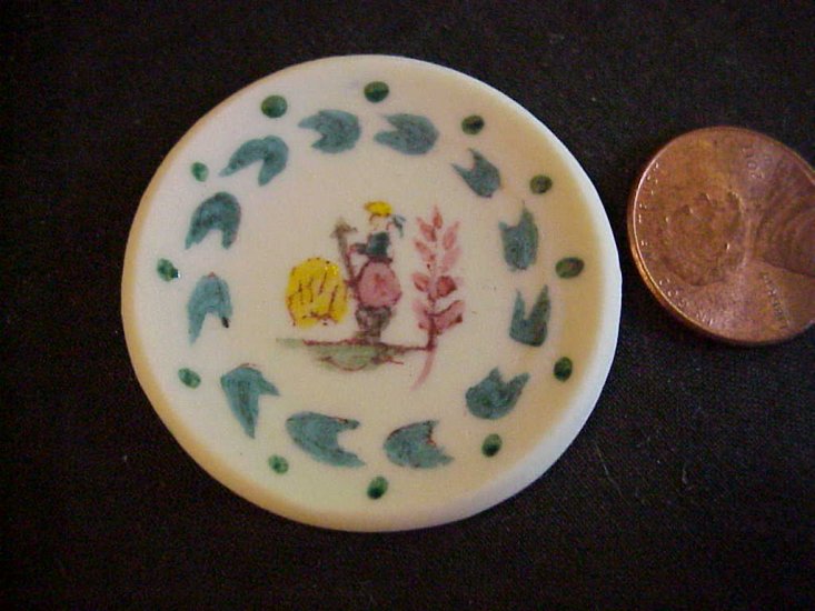 1/12th china painted porcelain French Quimper design platter 1 - Click Image to Close