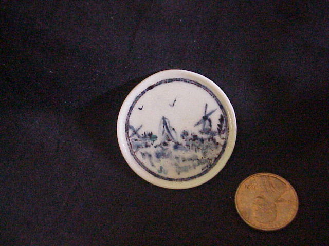 1 1/2" porcelain blue delft platter hand painted 10 - Click Image to Close
