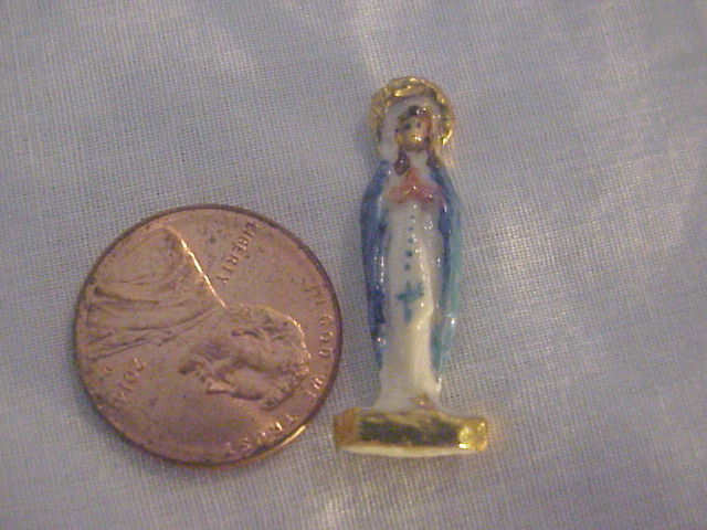 Our Lady of Lourdes 1" porcelain statue - Click Image to Close